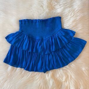 Mustard Seed Stretch Ruffle Mini Skirt Small Cobalt Blue